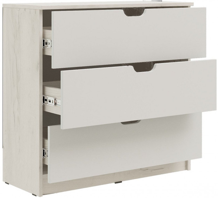 Юниор-4 Комод 3 ящика (800) (Шарли мокко, Крафт белый)