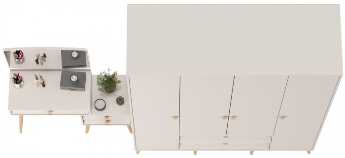 Афина Спальня Шкаф 4-х дверный + Трюмо, цвет кашемир серый, ШхГхВ 160х56,3х220 + 105х38,6х129 см., универсальная сборка