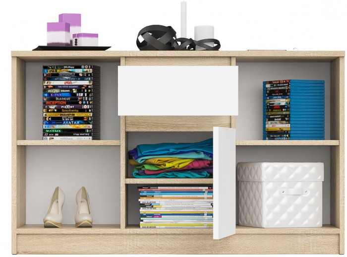 Мори Тумба ТВ МТВ1204.1, цвет дуб сонома/белый, ШхГхВ 120,4х41х73 см.