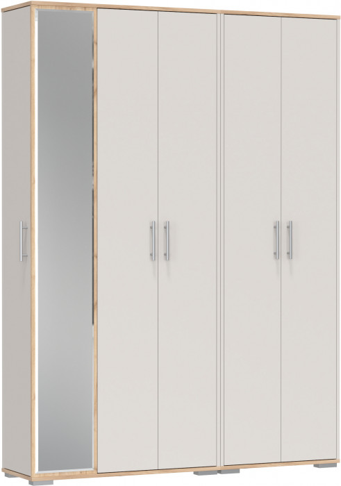 Прихожая Домино-мини + Шкаф для одежды Домино, цвет дуб крафт золотой/кашемир серый, ШхГхВ 148х36х202 см., универсальная сборка