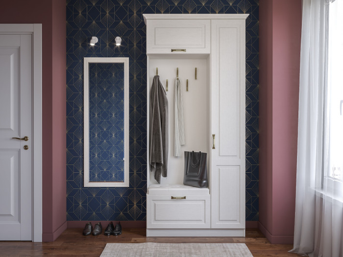 Ливерпуль Шкаф многоцелевого назначения 13.21, ясень ваниль/белый