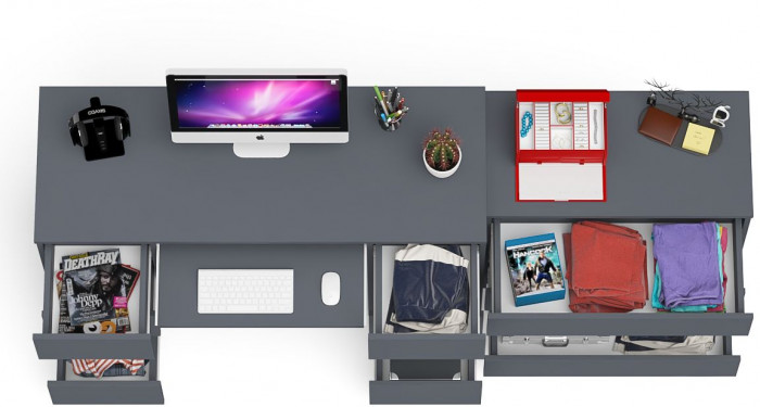 Мори компьютерный стол МС-2 + Комод МК800.1, графит