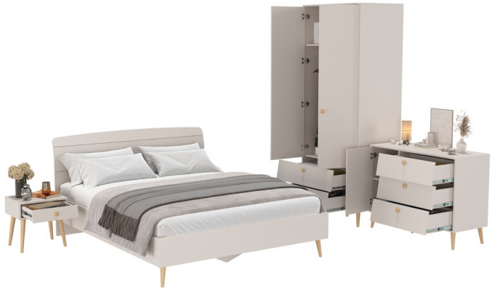 Афина Спальня 23-1600, цвет кашемир серый, сп.м. 1600х2000 мм., б/м, основание есть - фанера