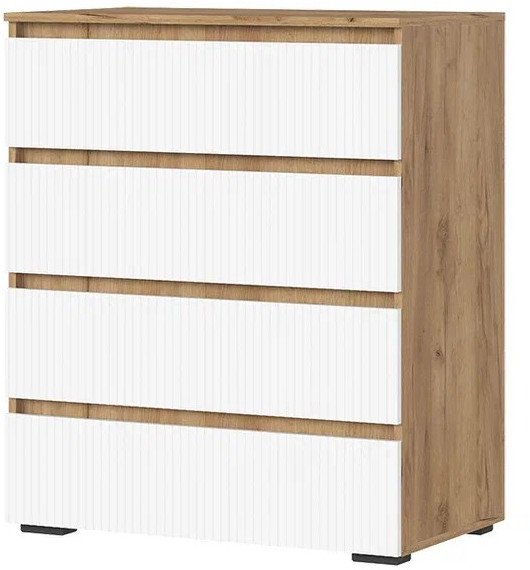 Хелен КМ 02 Комод 802 4 ящика (0,802х0,958х0,460) белый супер/дуб крафт золото