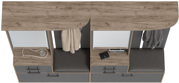 Два шкафа с вешалкой Домино 2-3431дкт/граф, дуб крафт табачный/графит