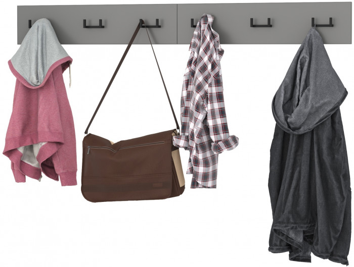 Октава 15.14.02 Вешалка + 15.14.02 Вешалка, цвет серый графит, ШхГхВ 129,4х4,7х15 см.