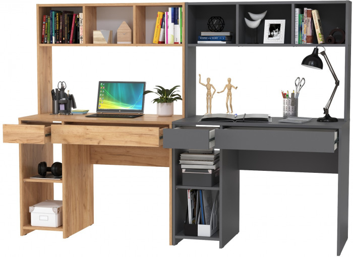 компьютерный стол Комфорт12.77F +компьютерный стол Комфорт 12.77F, дуб крафт золотой/тёмно-серый