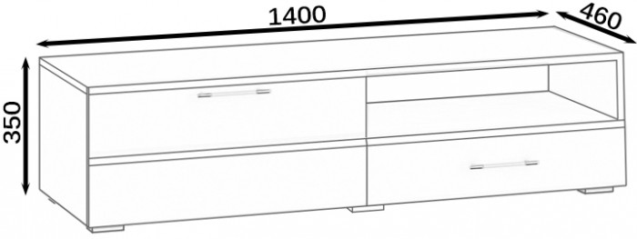 Тумба под ТВ Ларго 1, корпус дуб сонома/фасады МДФ белый глянец