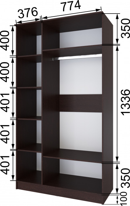 Кано Шкаф 1,2 КПШ-2 венге/дуб крафт золотой