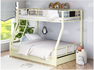 Двухъярусная кровать Гранада-1Я (Черный, Крем)