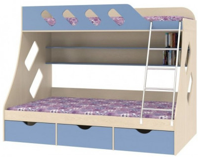 Дельта-20.01 Детская двухъярусная кровать с лестницей (Оранжевый, Белый)
