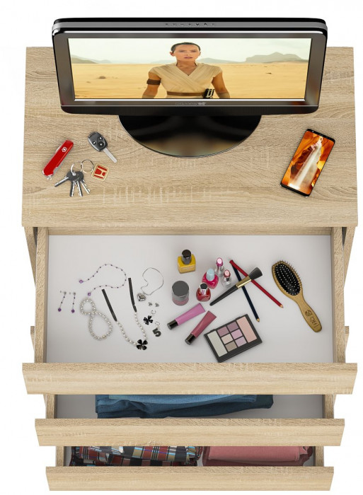 Мори Комод МК700.5, цвет дуб сонома, ШхГхВ 70,4х41х114 см.