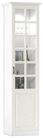 Ливерпуль Шкаф-витрина + карниз, ясень ваниль/белый
