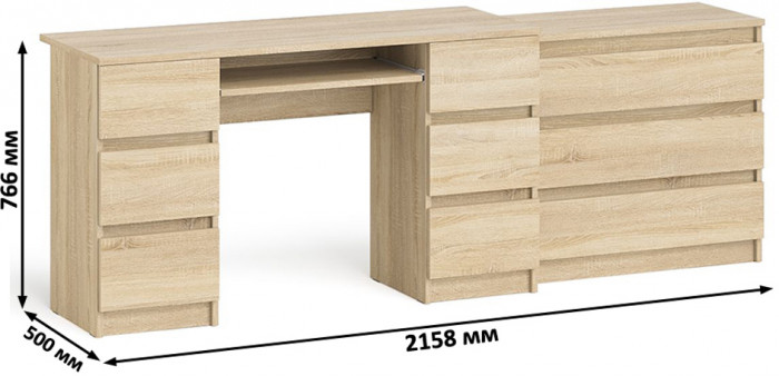Мори компьютерный стол МС-2 + Комод МК800.1, дуб сонома