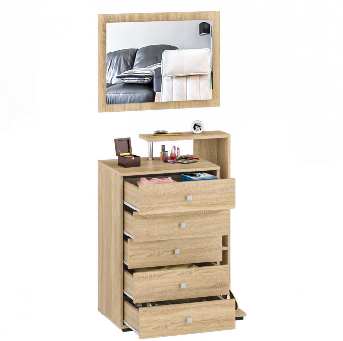 Камелия Комод + Зеркало, цвет дуб сонома, ШхГхВ 80х46,8х178 см., НЕ универсальная сборка