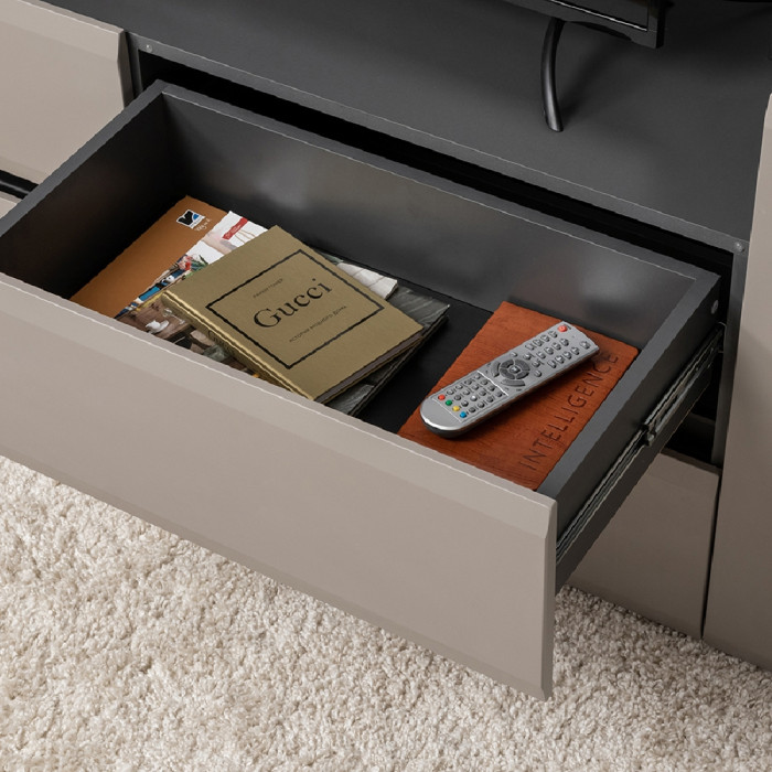 Сидней Комплектация № 005, цвет корпус: антрацит/фасады: МДФ веллюто капучино, ШхГхВ 179,9х41,3х205,2 см., ниша для ТВ 129х41х100 см., универс. сборка