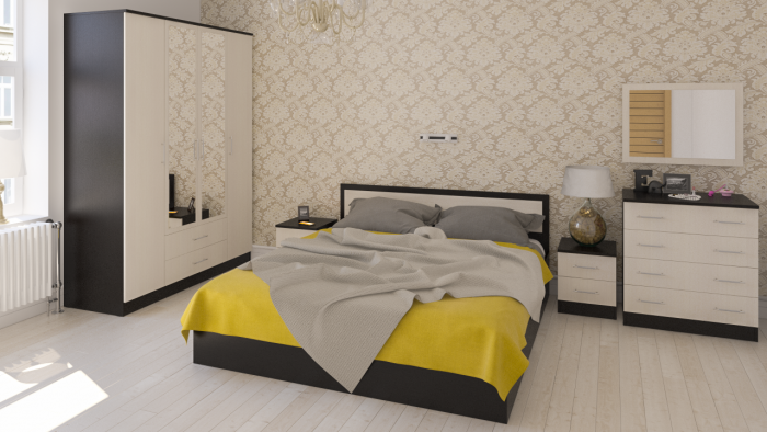 Фиеста Кровать 1800, цвет венге/дуб лоредо, ШхГхВ 183,5х203,5х80 см., сп.м. 1800х2000 мм., без матраса, основание есть