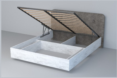 Кровать 1,6 арт.031 (Пуговицы) ПМ (Бетон Светлый/Стальной Серый)