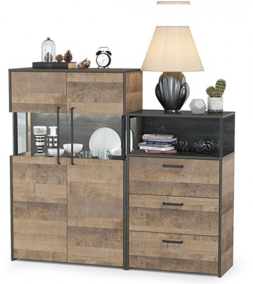 Трувор 13.306 Комод с витриной + 13.307.02 Комод с ящиками, дуб гранж песочный/интра