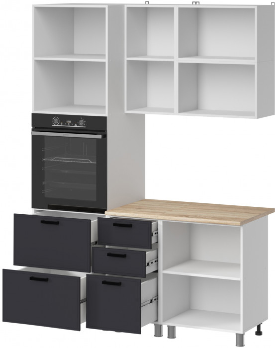 МК Аленушка 1,6м ПД 2 Магнолия Сталь,скоба черный,сонома