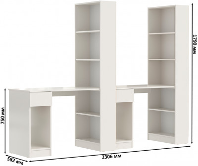 Лайт Шкаф комбинированный 10.01 + 10.01, цвет белый гладкий, ШхГхВ 230,6х58,2х179 см., универсальная сборка(обязательно крепление к стене)