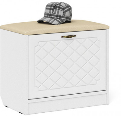 Прихожая П-6 Тумба, белая шагрень/фасады МДФ белое дерево фрезеровка ромб