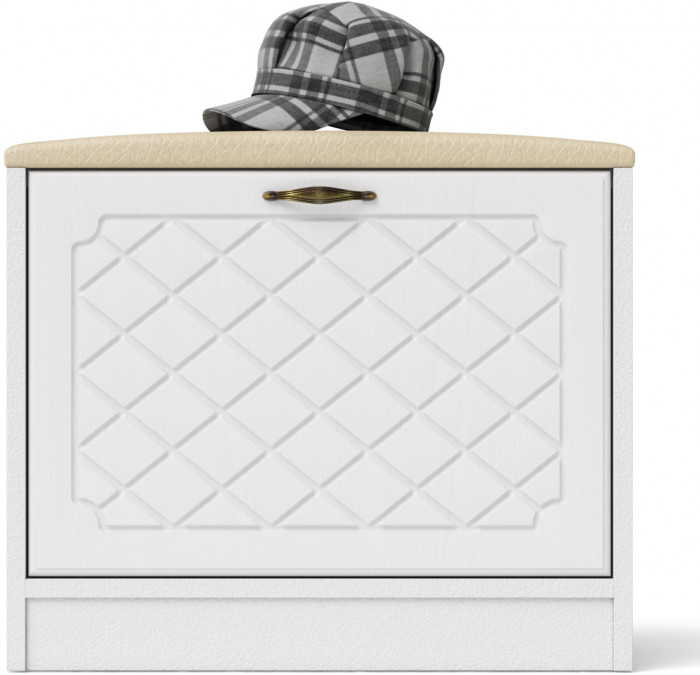 Прихожая П-6 Тумба, белая шагрень/фасады МДФ белое дерево фрезеровка ромб