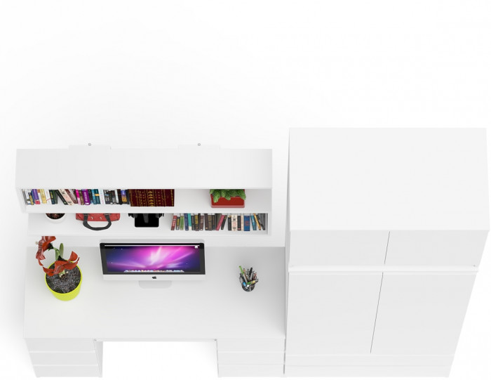 Мори компьютерный стол МС-2 + Шкаф МШ900.1 + Антресоль МА900.1 + Полка 1200, белый