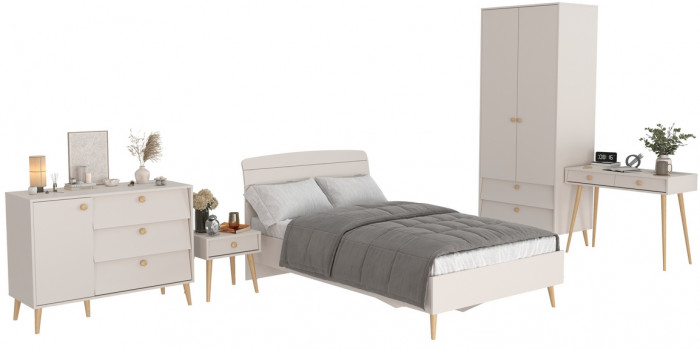 Афина Спальня 25-1200, цвет кашемир серый, сп.м. 1200х2000 мм., б/м, основание есть - фанера