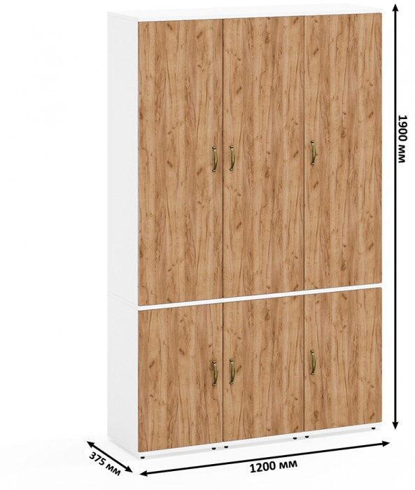Лидер-8 Пенал МД 22Б 3 шт., цвет белый шагрень/крафт золото, ШхГхВ 120х37,5х190 см., универсальная сборка