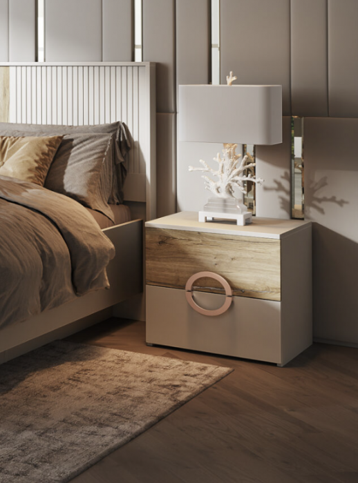 Прикроватная тумба "Виола" - Персидский жемчуг/Дуб Флагстафф песочный