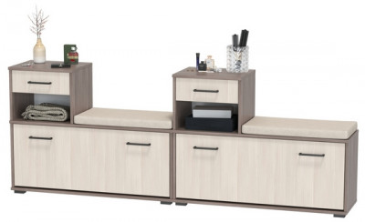 Лира ГК 2-0714+2-0714бод.тем/св Тумба под обувь, цвет бодега тёмный/бодега светлый, ШхГхВ 200х33х75,5 см., универсальная сборка