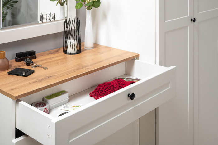 Остин Прихожая 40, цвет белый шагрень/дуб крафт золотой, ШхГхВ 200х54,3х229,6 см., универсальная сборка