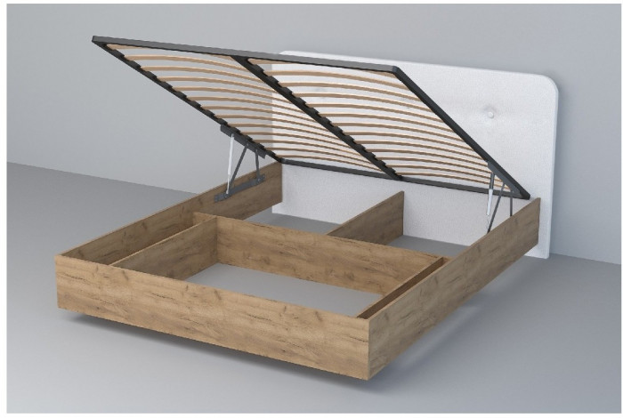 Кровать 1,6 арт.031 (Пуговицы) ПМ (Дуб Крафт Золотой/Стальной Серый)