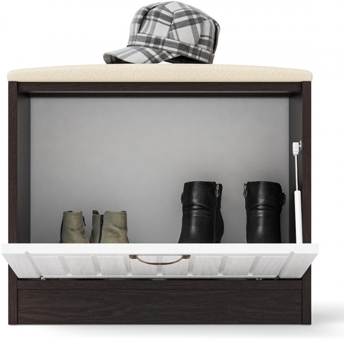 Прихожая П-6 Тумба, венге/фасады МДФ белое дерево фрезеровка прованс