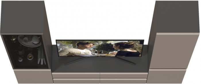 Сидней Комплектация № 013, цвет корпус: антрацит/фасады: МДФ веллюто капучино, ШхГхВ 229,9х41,3х205,2 см., ниша для ТВ 129х41х100 см., универс. сборка