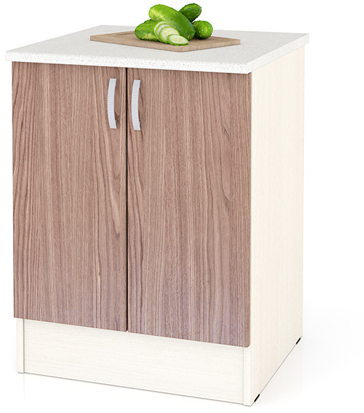 Кухня Мери ШН600 Стол 60 см., цвет дуб/ясень шимо тёмный, ШхГхВ 60х60х85 см. (столешница № 130 сахара белая)