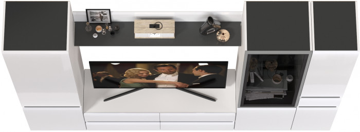 Сидней Комплектация № 055, корпус: белый/чёрный/фасады: МДФ белый глянец