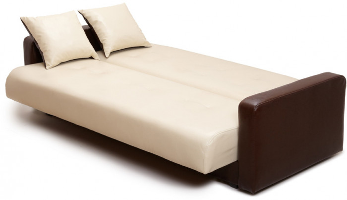Диван-кровать Аккорд 120х190, книжка, экокожа, цвет коричнево-бежевый