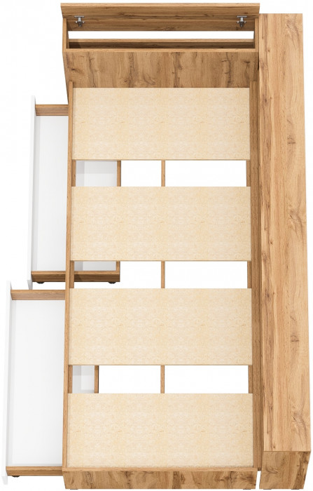 Ксения Кровать с ящиками 0900 + прикроватный блок, дуб вотан/белый