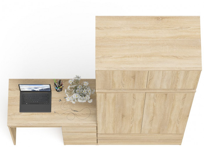 Мори компьютерный стол МС-6 правый + Шкаф МШ900.1 + Антресоль МА900.1, дуб сонома