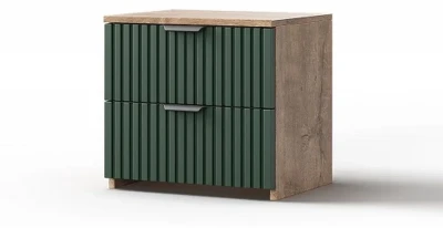 Тумба (2 ящика) "Герта" - Дуб канзас/Зеленый матовый