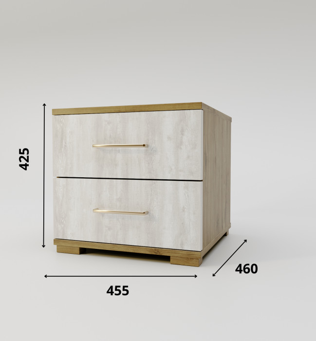 Тумба прикроватная "Мишель" - Дуб наварра/Бетон пайн светлый