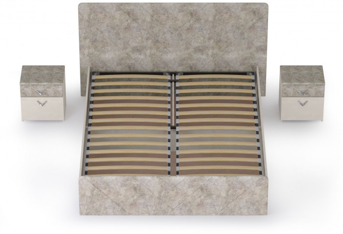 Амели Кровать 11.31 + подъёмный ортопед + две тумбочки, цвет шёлковый камень/бетон чикаго беж, ШхГхВ 263,4х205,2х104,3 см., сп. м. 1600х2000 мм., б/м