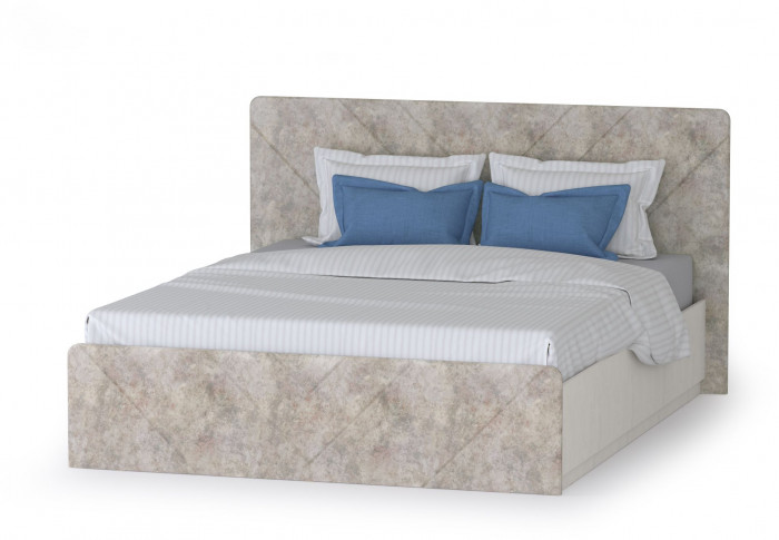Амели Кровать 11.31 + подъёмный ортопед + две тумбочки, цвет шёлковый камень/бетон чикаго беж, ШхГхВ 263,4х205,2х104,3 см., сп. м. 1600х2000 мм., б/м