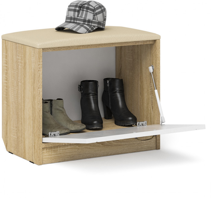 Прихожая П-6 Тумба, дуб сонома/фасады МДФ белое дерево фрезеровка прованс