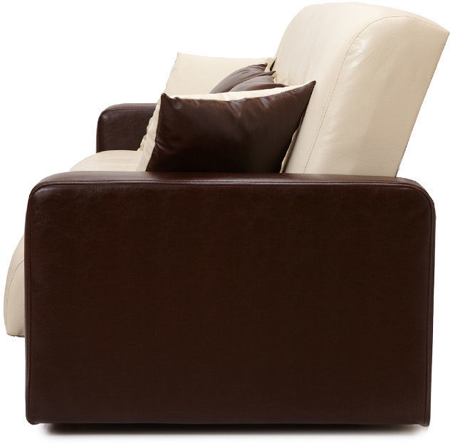 Диван-кровать Аккорд 140х190, книжка, пружинный блок, экокожа, цвет коричнево-бежевый