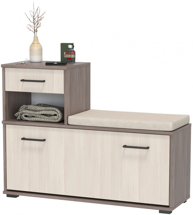 Лира ГК 2-0714бод.тем/св Тумба под обувь, цвет бодега тёмный/бодега светлый, ШхГхВ 100х33х75,5 см., универсальная сборка