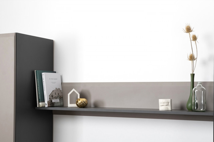 Сидней Комплектация № 044, цвет корпус: антрацит/фасады: МДФ веллюто капучино, ШхГхВ 260х41,3х200 см., ниша для ТВ 130х41х100 см., универс. сборка