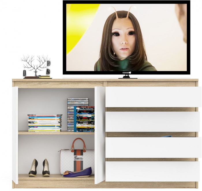 Мори Комод МК1600.1, дуб сонома/белый